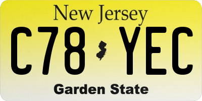 NJ license plate C78YEC