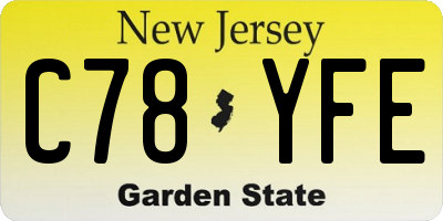 NJ license plate C78YFE