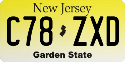 NJ license plate C78ZXD