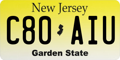 NJ license plate C80AIU