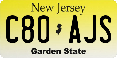 NJ license plate C80AJS