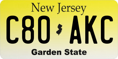 NJ license plate C80AKC