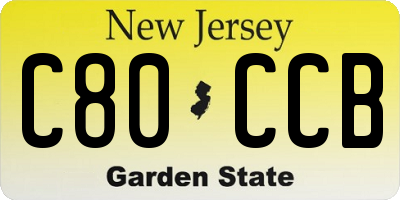 NJ license plate C80CCB