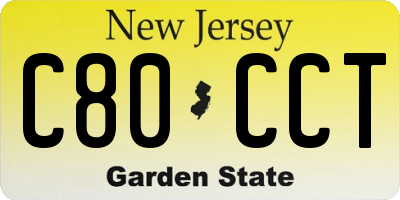 NJ license plate C80CCT