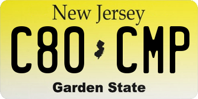 NJ license plate C80CMP