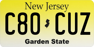 NJ license plate C80CUZ