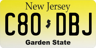 NJ license plate C80DBJ