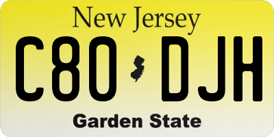 NJ license plate C80DJH