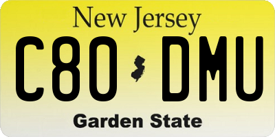 NJ license plate C80DMU