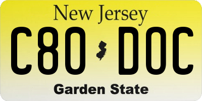 NJ license plate C80DOC