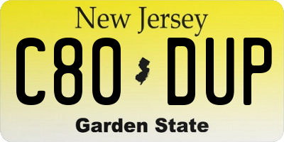 NJ license plate C80DUP