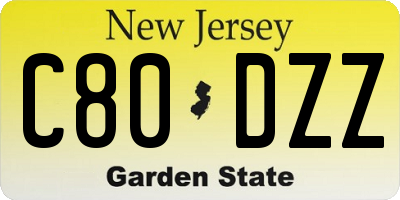 NJ license plate C80DZZ