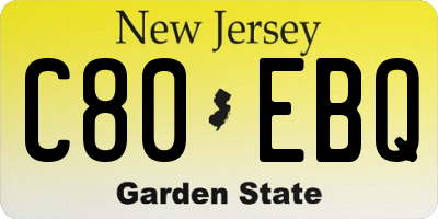 NJ license plate C80EBQ