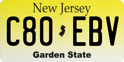 NJ license plate C80EBV