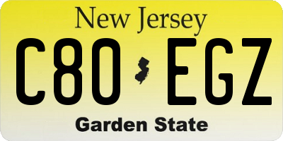 NJ license plate C80EGZ