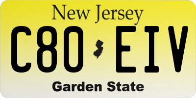 NJ license plate C80EIV