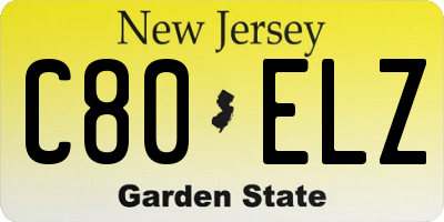 NJ license plate C80ELZ