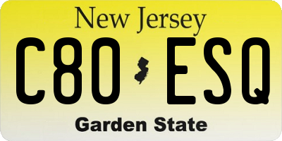 NJ license plate C80ESQ