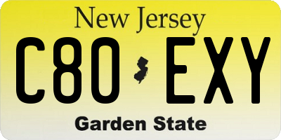 NJ license plate C80EXY