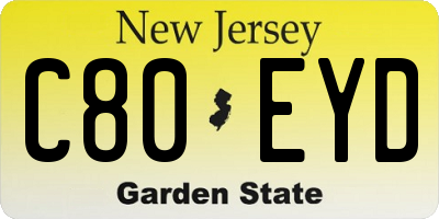 NJ license plate C80EYD