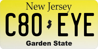 NJ license plate C80EYE