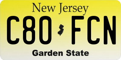 NJ license plate C80FCN