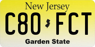 NJ license plate C80FCT
