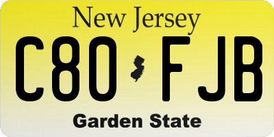 NJ license plate C80FJB