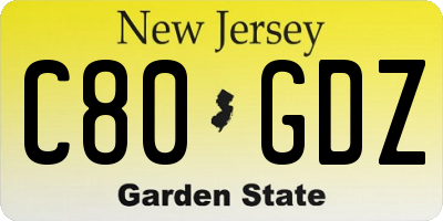 NJ license plate C80GDZ