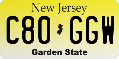 NJ license plate C80GGW