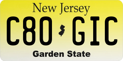 NJ license plate C80GIC