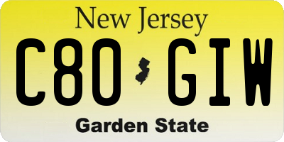 NJ license plate C80GIW