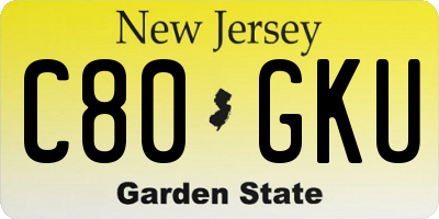 NJ license plate C80GKU