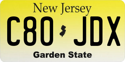 NJ license plate C80JDX