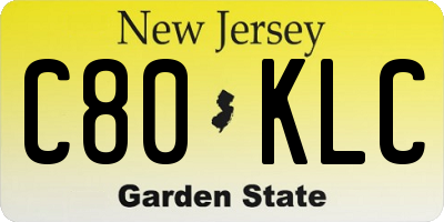NJ license plate C80KLC