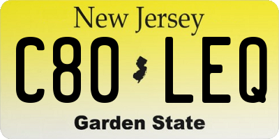 NJ license plate C80LEQ
