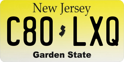 NJ license plate C80LXQ