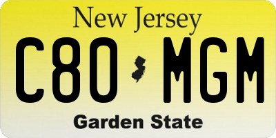 NJ license plate C80MGM