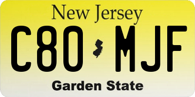 NJ license plate C80MJF