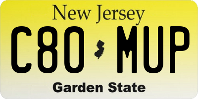 NJ license plate C80MUP