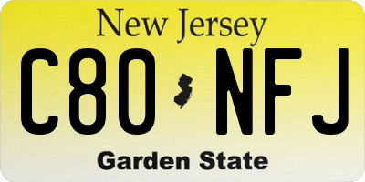 NJ license plate C80NFJ