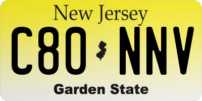 NJ license plate C80NNV