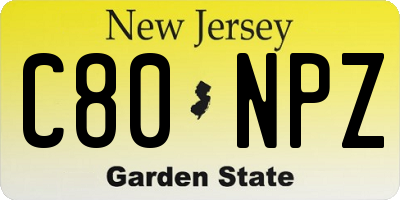 NJ license plate C80NPZ