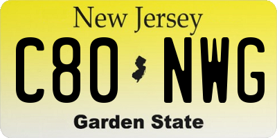 NJ license plate C80NWG