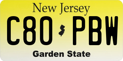 NJ license plate C80PBW