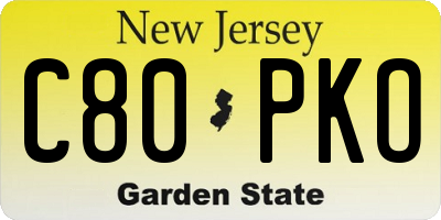 NJ license plate C80PKO