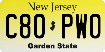 NJ license plate C80PWO
