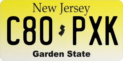 NJ license plate C80PXK