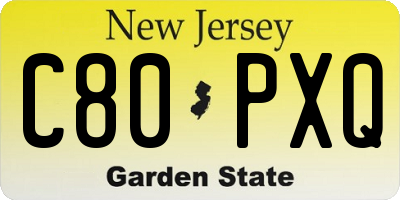 NJ license plate C80PXQ