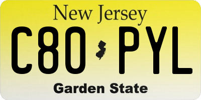 NJ license plate C80PYL